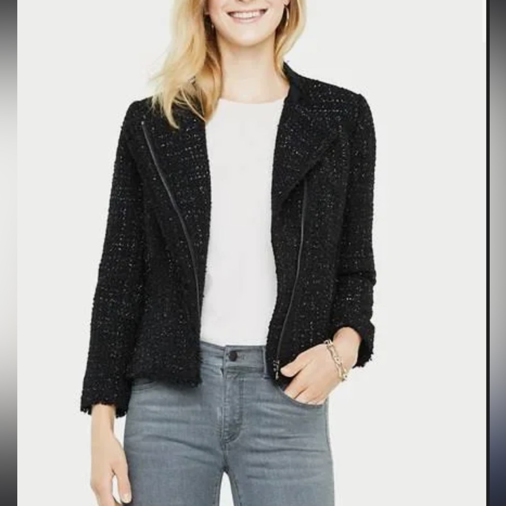 Ann Taylor sparkling black Moto jacket. Party staple Size 6. Holiday jacket